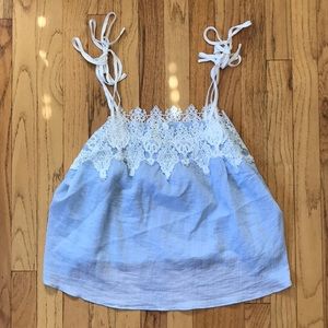 Anthropologie Lace Trim Flow Top